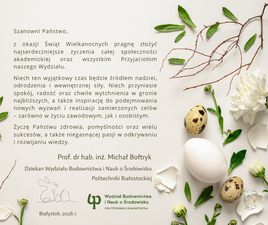 Życzenia Wielkanocne  prof. dr hab. inż. Michała Bołtryka