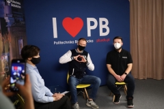 Studio telewizyjne podczas Dni Otwartych Politechniki Białostockiej. 22.03.2021 r.