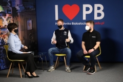 Studio telewizyjne podczas Dni Otwartych Politechniki Białostockiej. 22.03.2021 r.
