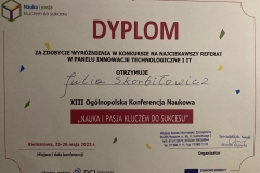 XIII Ogólnopolska Konferencja Naukowa – 2022 „Nauka i pasja kluczem do sukcesu”